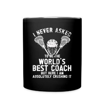 Lacrosse Coach Stick - Full Colour Mug - black - Front