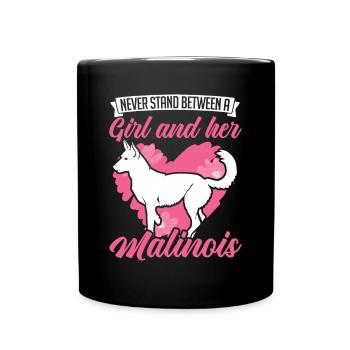 Malinois Fille Berger Belge - Mug uni - noir - Devant