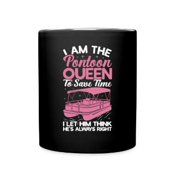 Pontoon Queen -Boat Pontoon -Women - Full Colour Mug - black - Front