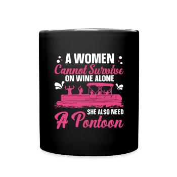 Pontoon Queen -Boat Pontoon -Women - Full Colour Mug - black - Front