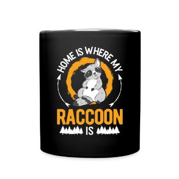 Home is where my raccoon is - Full Colour Mug - black - Front