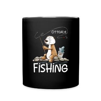 Droll Angler Otter Fishing Saying Fishing - Full Colour Mug - black - Front