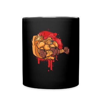 Biber mit Holzstöcken als Hanteln - Lustiger Biber - Tasse einfarbig - Schwarz - Vorne