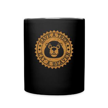 Save trees, eat a beaver - Funny Beaver - Full Colour Mug - black - Front