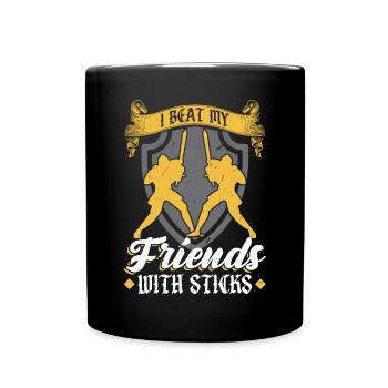 I Beat My Friends With Sticks - Larping - Full Colour Mug - black - Front