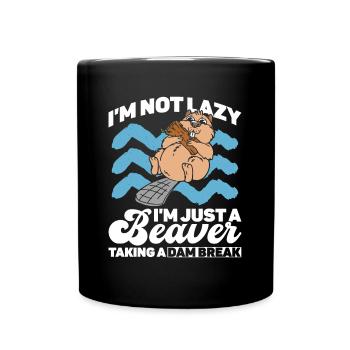 Biber Dam Break Pause - Lustiger Biber - Tasse einfarbig - Schwarz - Vorne