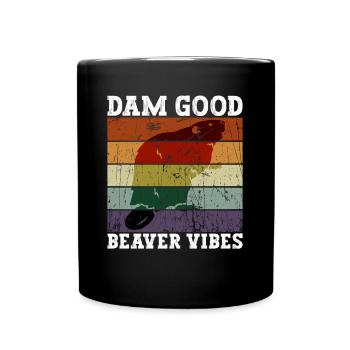Dam Good Beaver Vibes - Lustiger Biber - Full Colour Mug - black - Front