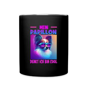 Hunde Spruch Papillon Design für Hundeliebhaber - Tasse einfarbig - Schwarz - Vorne