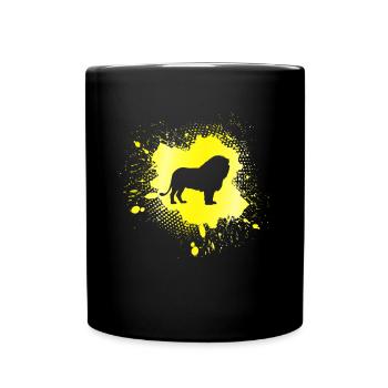 Löwe - Tasse einfarbig - Schwarz - Vorne