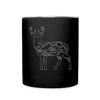 Deer Mountain Bike Hiking Camping - Full Colour Mug - black - Front