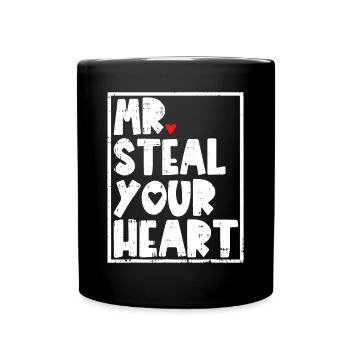 Mr Steal Your Heart Valentinstag Funny V Day Boy - Tasse einfarbig - Schwarz - Vorne