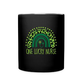 One Lucky Nurse Scrub RN ICU ER St Patricks Day Nu - Tasse einfarbig - Schwarz - Vorne