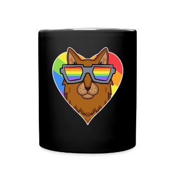 Gay Rainbow - Chat à lunettes - Somalien - Mug uni - noir - Devant