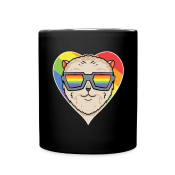 Rainbow - Dog with glasses - Miniature Spitz - Full Colour Mug - black - Front