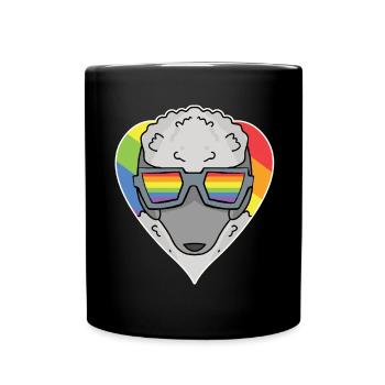 Rainbow - Dog with glasses - Poodle - Full Colour Mug - black - Front