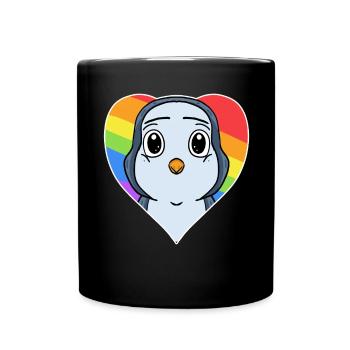 Gay Regenbogen Herz Tier Pinguin - Tasse einfarbig - Schwarz - Vorne