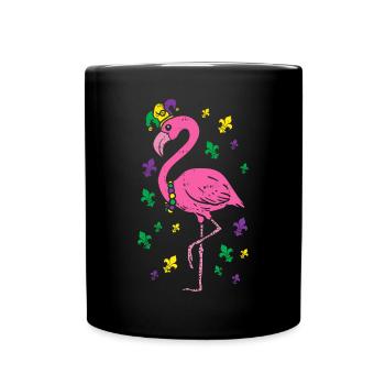 Jester Pink Flamingo Bird Animal Cute Mardi Gras C - Full Colour Mug - black - Front