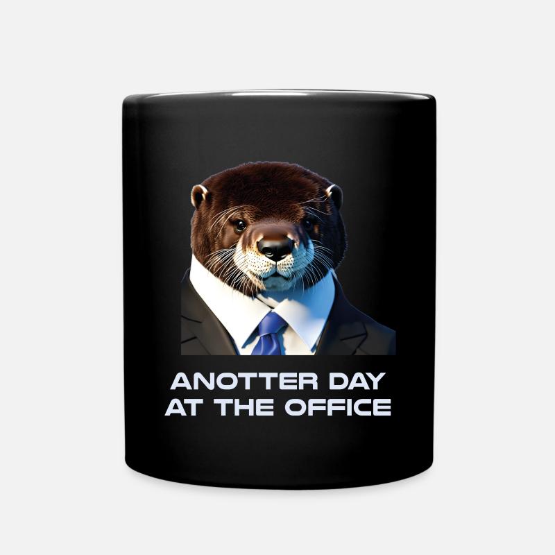 Anotter Day at the Office Funny otter saying - Full Colour Mug - black