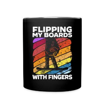 Meine Bretter mit Fingern umdrehen Fingerboarding - Tasse einfarbig - Schwarz - Vorne
