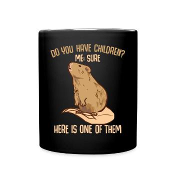 Do you have children Meerschweinchen lustiger Spru - Tasse einfarbig - Schwarz - Vorne
