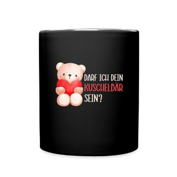 May I be your cuddly bear? Heart Cute Teddy Bear - Full Colour Mug - black - Front