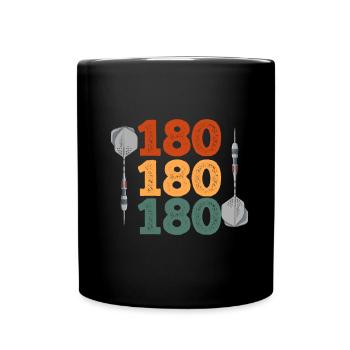 Darts Vintage 180 Scoring Hobby Dart Player - Full Colour Mug - black - Front