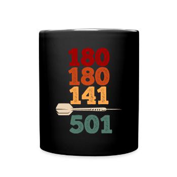 Funny Darts 180 Vintage Hobby Dart Player - Tasse einfarbig - Schwarz - Vorne