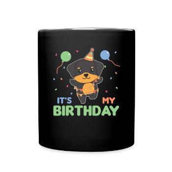 Rottweiler for birthday Children it's my birthday - Full Colour Mug - black - Front