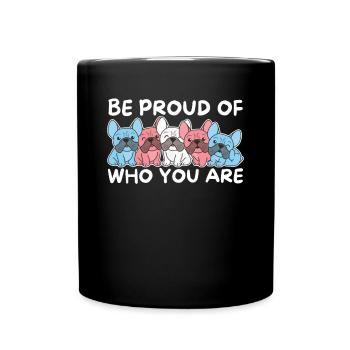 Trans Flag Gay Pride LGBTQ French Bulldog - Full Colour Mug - black - Front