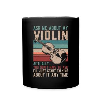Violon Violoniste Rétro Vintage Demander - Mug uni - noir - Devant