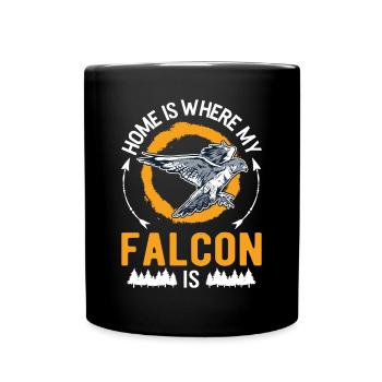 La maison est l’endroit où mon faucon est fauconnier crécerelle - Mug uni - noir - Devant