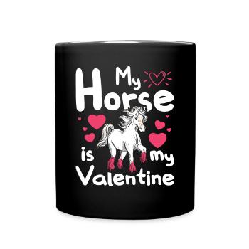 Mon cheval est mon Valentin - Mug uni - noir - Devant