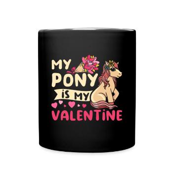 My Island Pony horse is my Valentine - Tasse einfarbig - Schwarz - Vorne