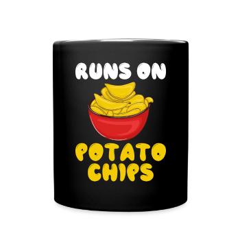 Kartoffelchips Geschenk - Tasse einfarbig - Schwarz - Vorne
