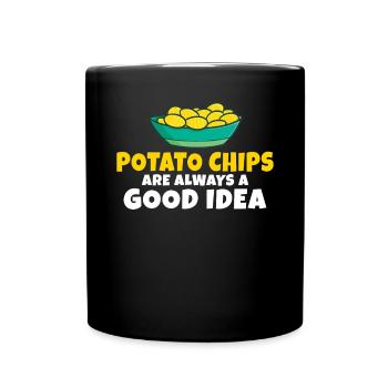 Kartoffelchips Geschenk - Tasse einfarbig - Schwarz - Vorne
