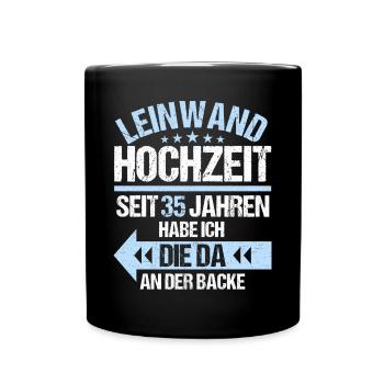 35 verheiratet Leinwand Hochzeit 35.Hochzeitstag - Tasse einfarbig - Schwarz - Vorne