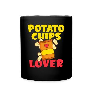 Kartoffelchips Geschenk - Tasse einfarbig - Schwarz - Vorne