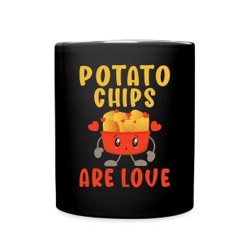 Kartoffelchips Geschenk - Tasse einfarbig - Schwarz - Vorne