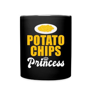 Kartoffelchips Geschenk - Tasse einfarbig - Schwarz - Vorne