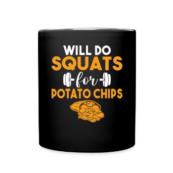 Kartoffelchips Geschenk - Tasse einfarbig - Schwarz - Vorne