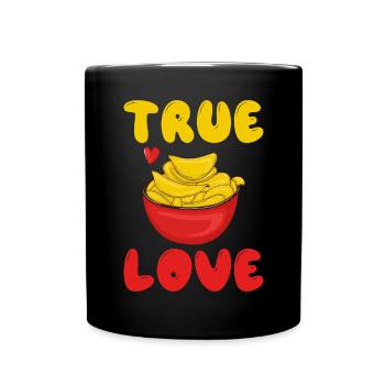 Kartoffelchips Geschenk - Tasse einfarbig - Schwarz - Vorne