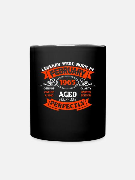 Legends Were Born In February 1965 Birthday - Full Colour Mug - black