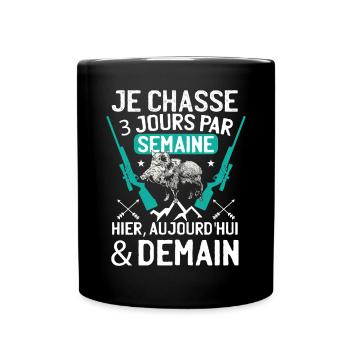 Amusant Chasse au Sanglier Chasseur humoristique - Mug uni - noir - Devant