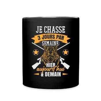 Proverbe drôle sur la chasse au sanglier - Mug uni - noir - Devant