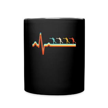 Boxen Retro Herzschlag - Tasse einfarbig - Schwarz - Vorne