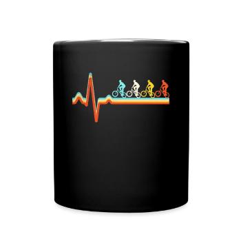 BMX Retro Herzschlag - Tasse einfarbig - Schwarz - Vorne