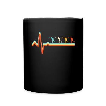 Boxen Retro Herzschlag - Tasse einfarbig - Schwarz - Vorne