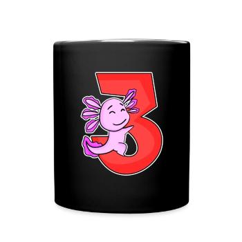 3 Jahre alt - 3. Geburtstag mit Tier Motiv - Tasse einfarbig - Schwarz - Vorne