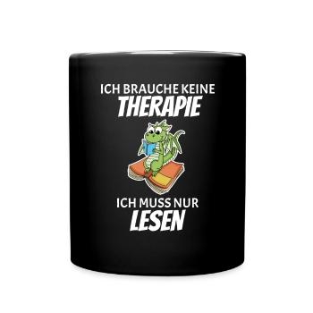 Bücher Drache Drachen - Tasse einfarbig - Schwarz - Vorne