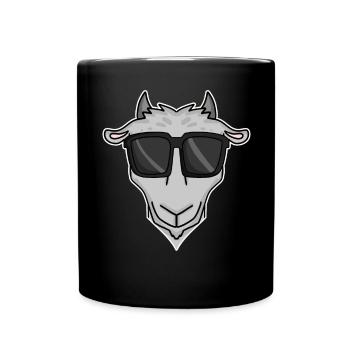 Ziege mit Sonnenbrille - Tasse einfarbig - Schwarz - Vorne